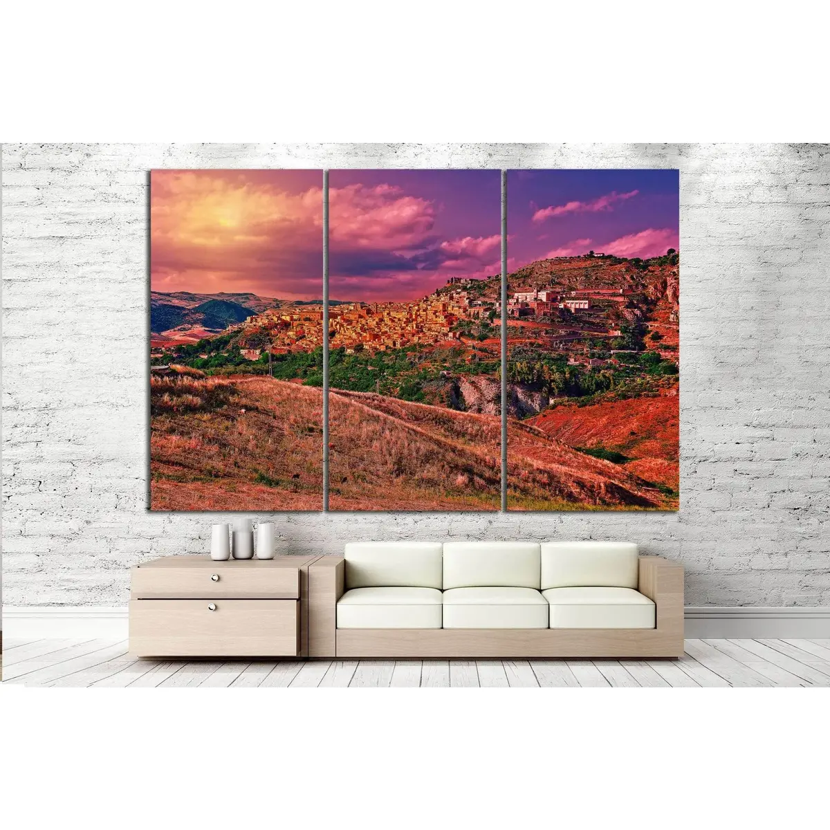 Medieval Town On The Mountain №994 Ready To Hang Canvas Print 5