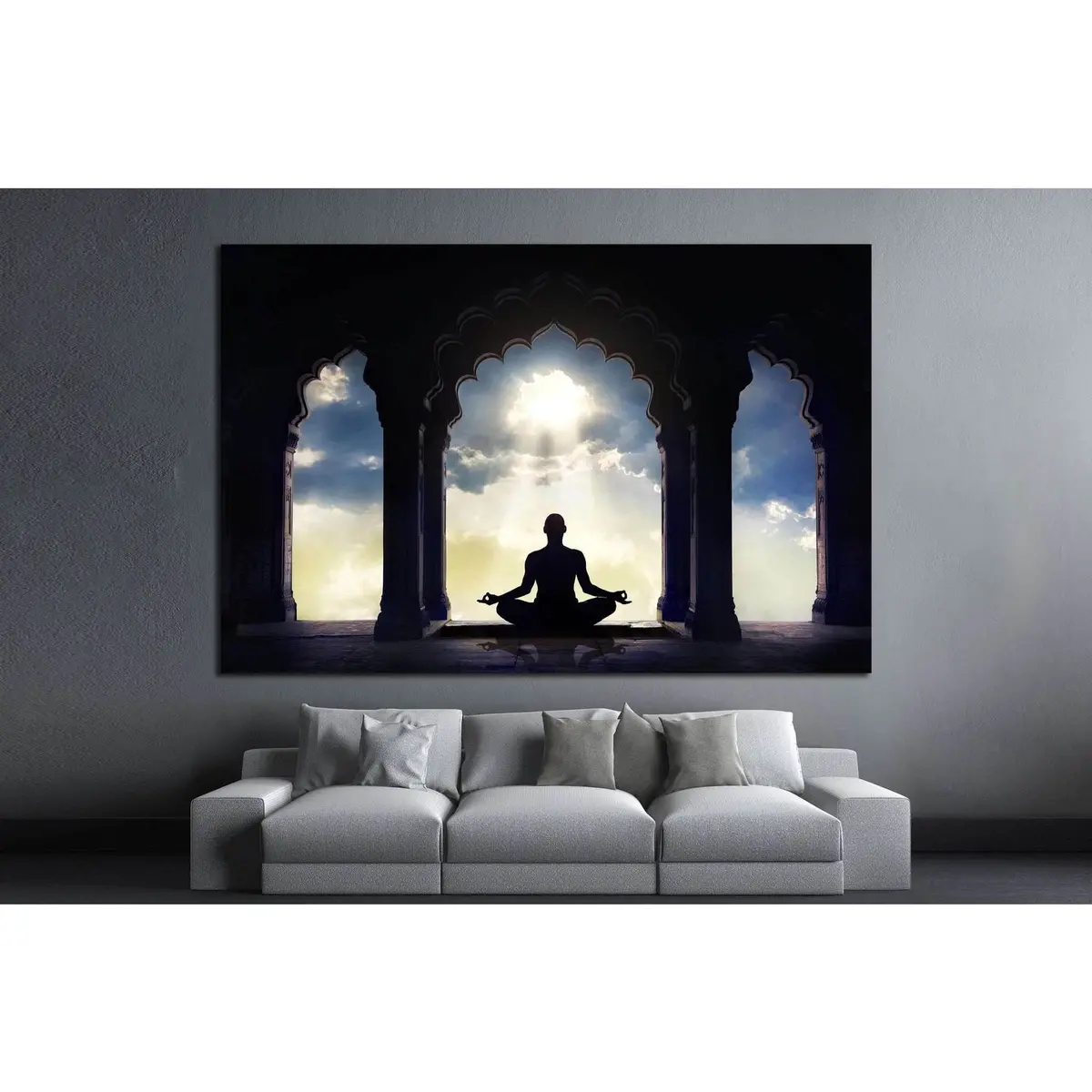 Meditating In Old Temple №701 Ready To Hang Canvas Print 3