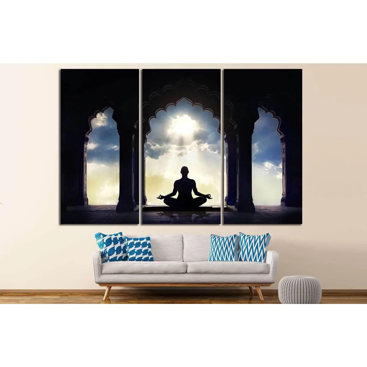 Meditating In Old Temple №701 Ready To Hang Canvas Print 5