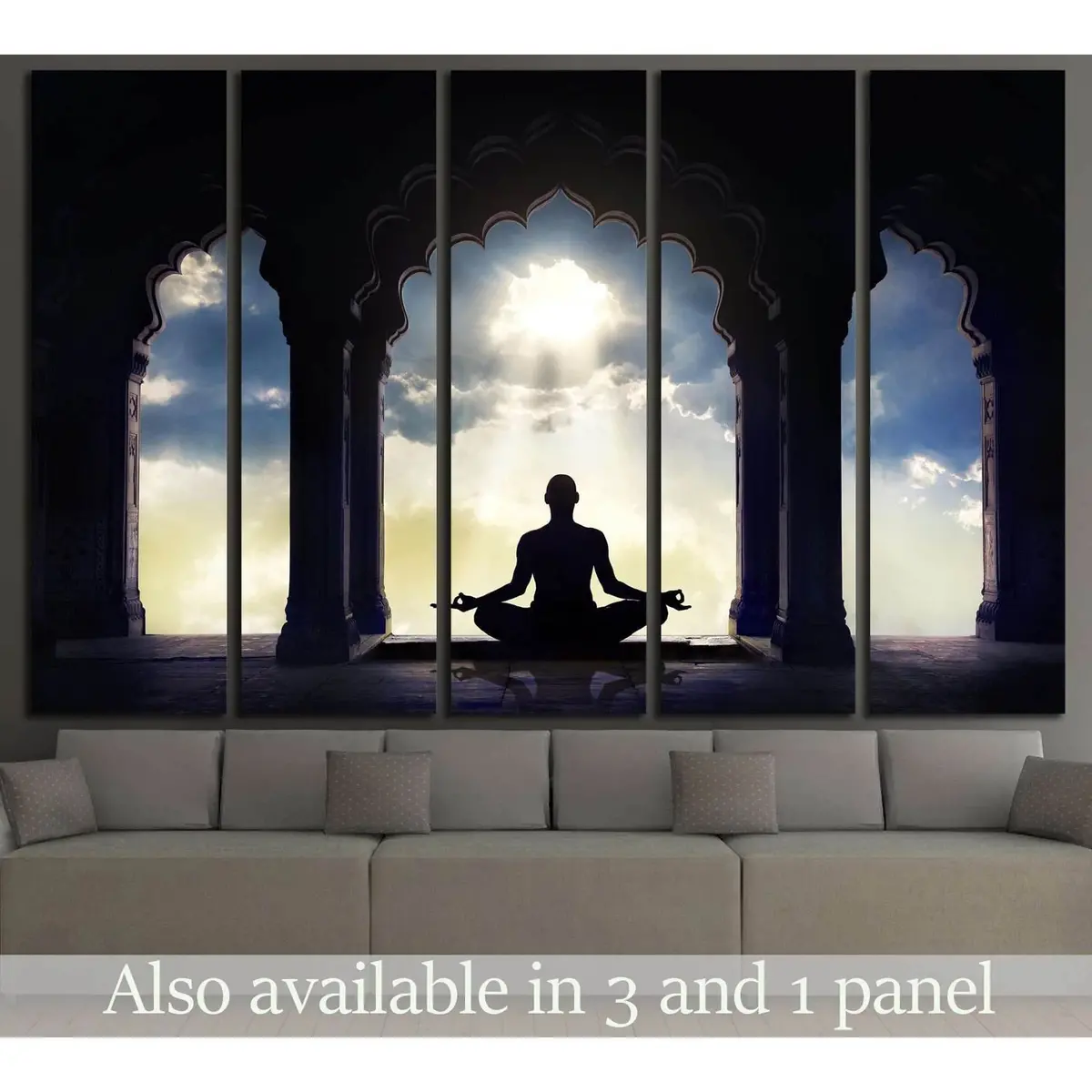 Serene Meditation Artwork: Temple Scene Canvas Wall Decor
