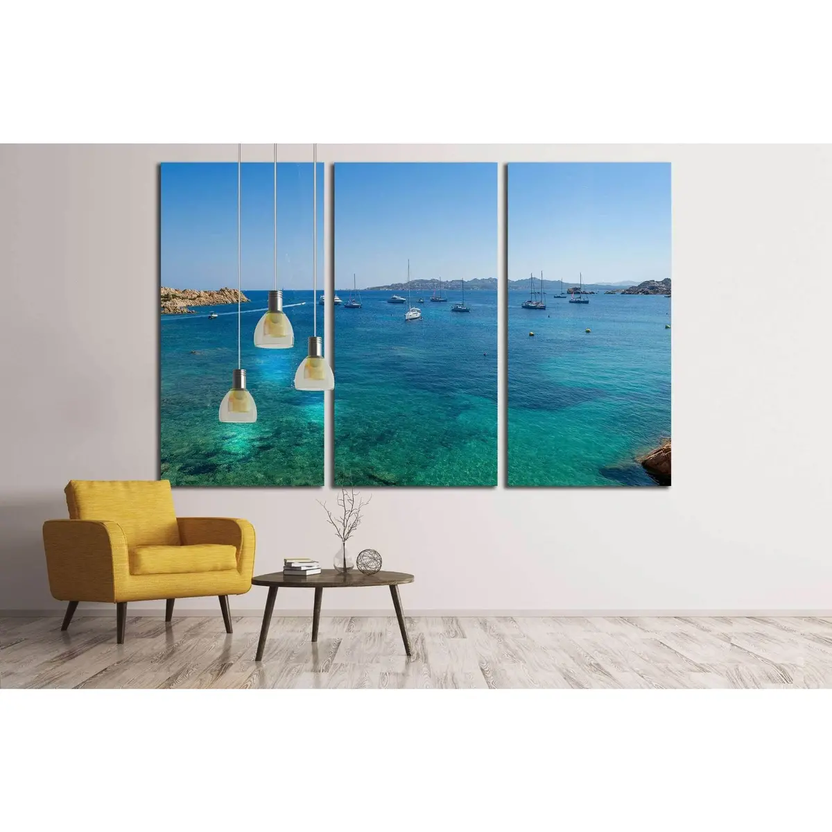 Mediterranean Bay With Sailing Boat Anchorage. Porto Massimo, Sardinia, Italy №1908 Ready To Hang Canvas Print 5