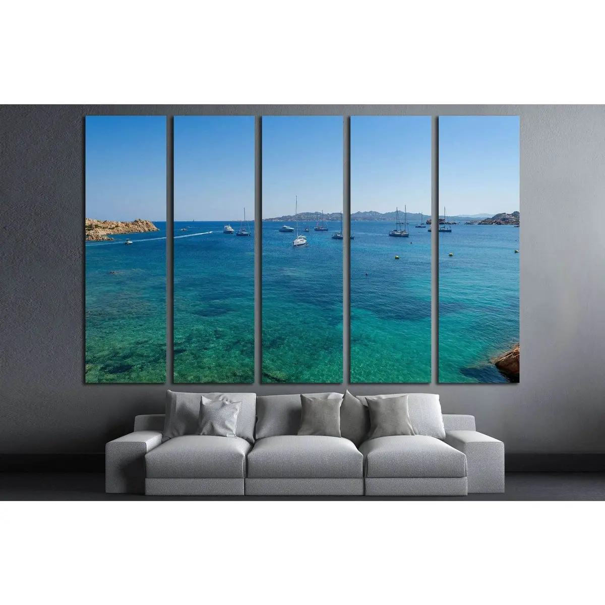 Sailing Boat in Mediterranean Bay, Porto Massimo – Sardinia, Italy | Canvas Wall Art Print #1908 - Image 2