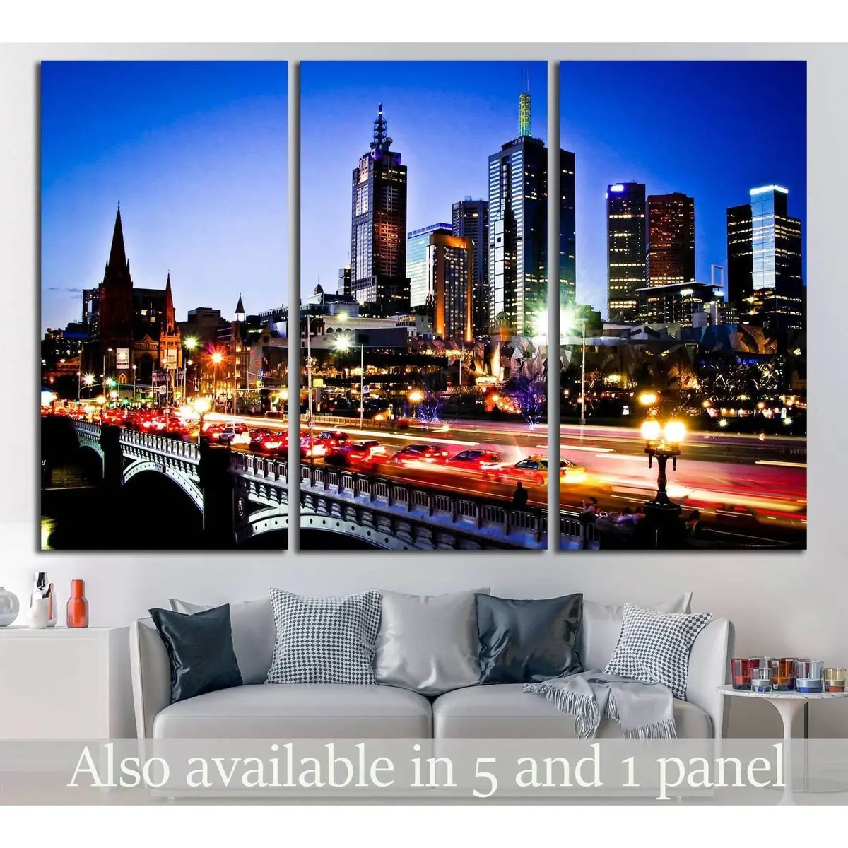 Melbourne By Night №784 Ready To Hang Canvas Print 5