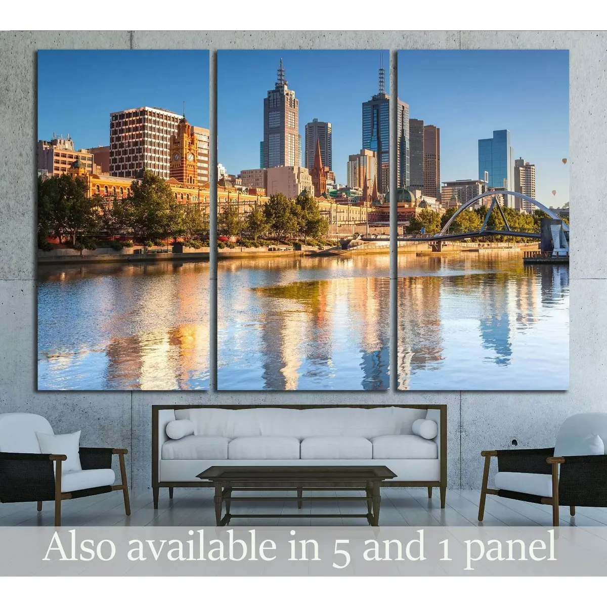 Melbourne Skyline Looking Towards Flinders Street Station №2610 Ready To Hang Canvas Print 5