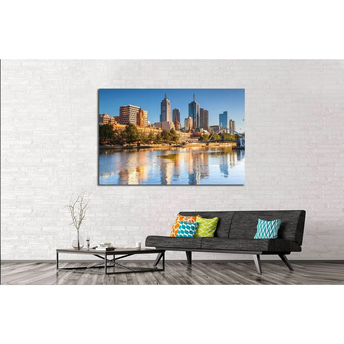Melbourne Skyline Looking Towards Flinders Street Station №2610 Ready To Hang Canvas Print 3