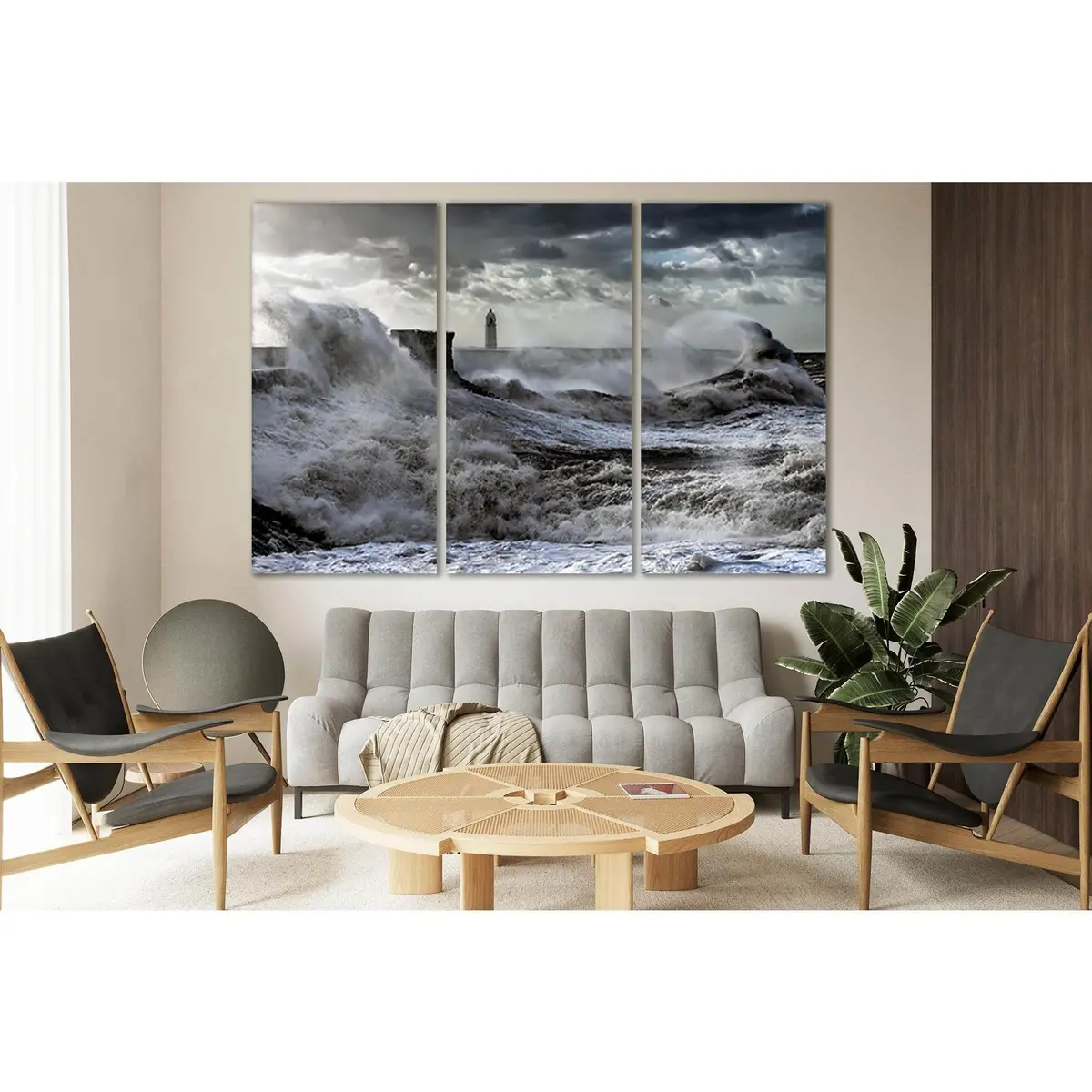 Menacing Waves Gray Sky №Sl109 Ready To Hang Canvas Print 5