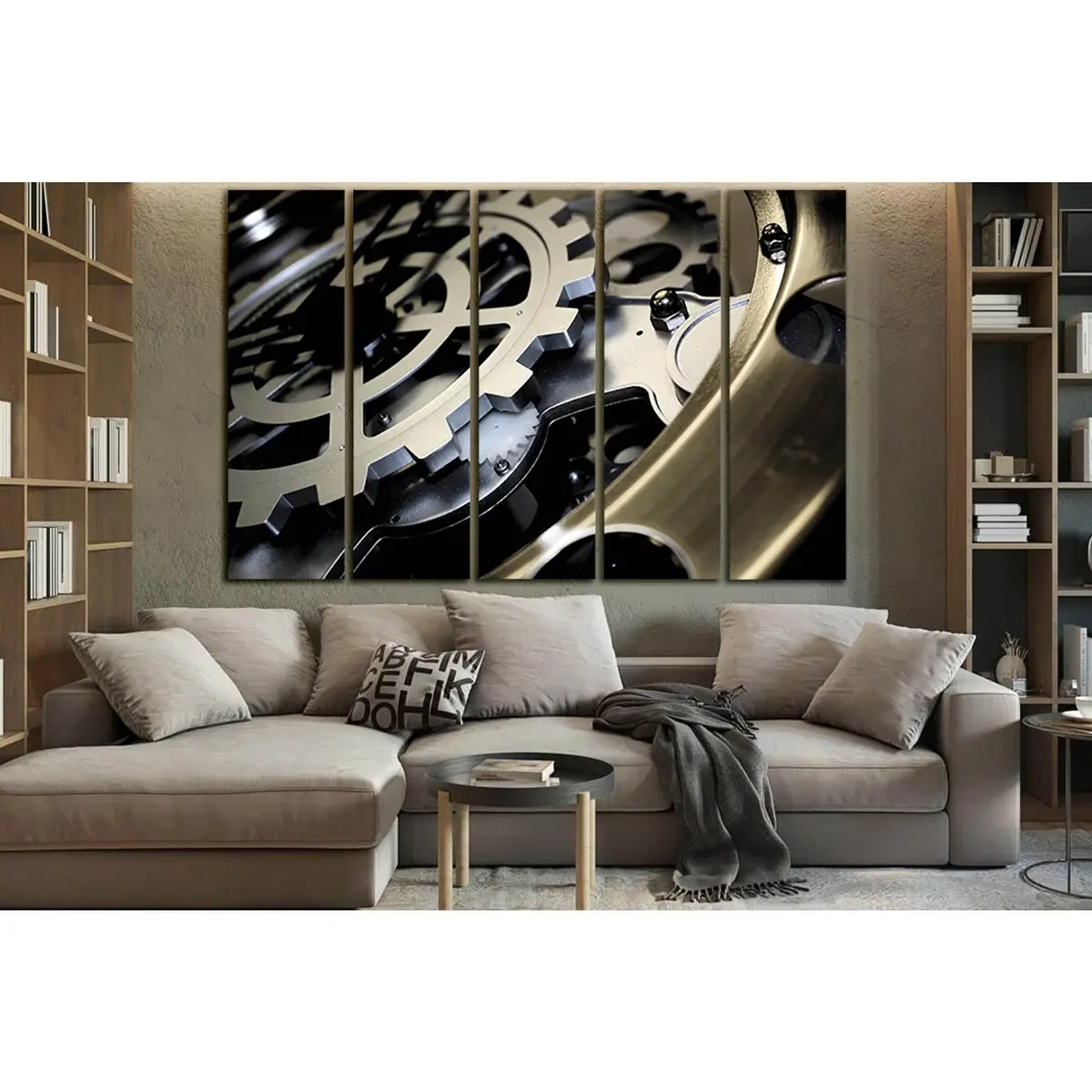 Vintage Mechanical Gear Canvas Wall Art – Pre-Hung SL1424 - Image 3