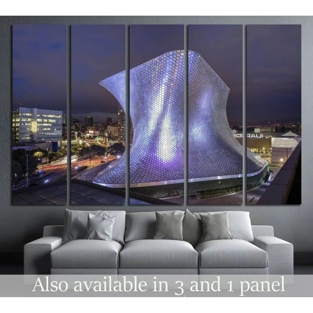 Soumaya Museum Night Scene in Mexico City – Nuevo Polanco Canvas Wall Art