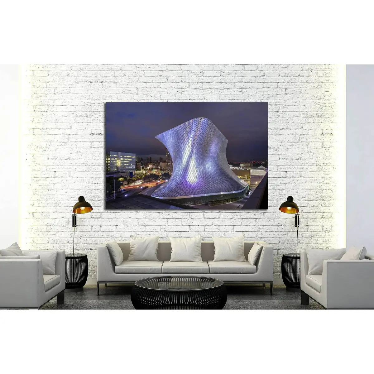 Mexico City, Mexico, Museum Soumaya At Night, Nuevo Polanco №2328 Ready To Hang Canvas Print 3