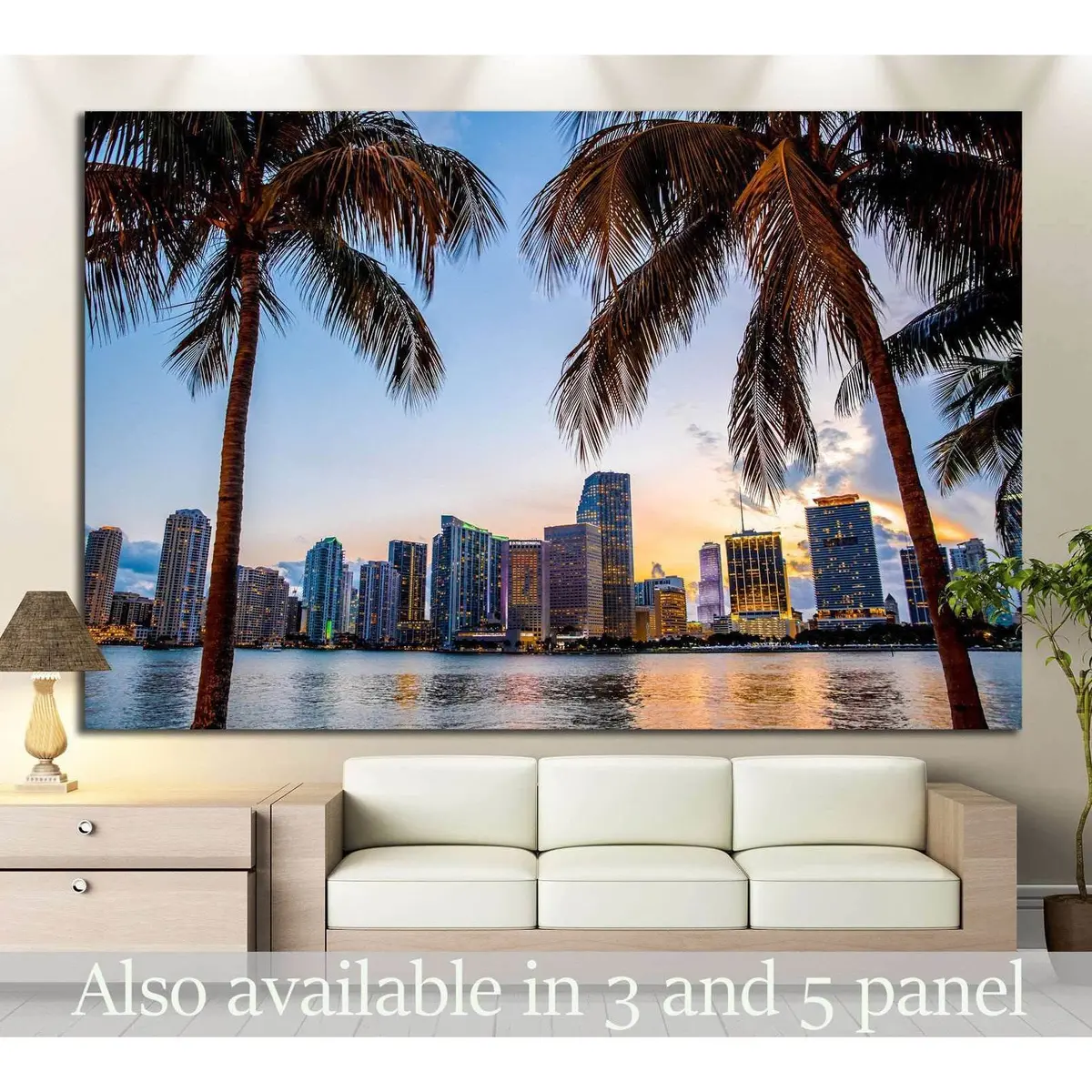 Miami, Florida Skyline №1228 Ready To Hang Canvas Print 1