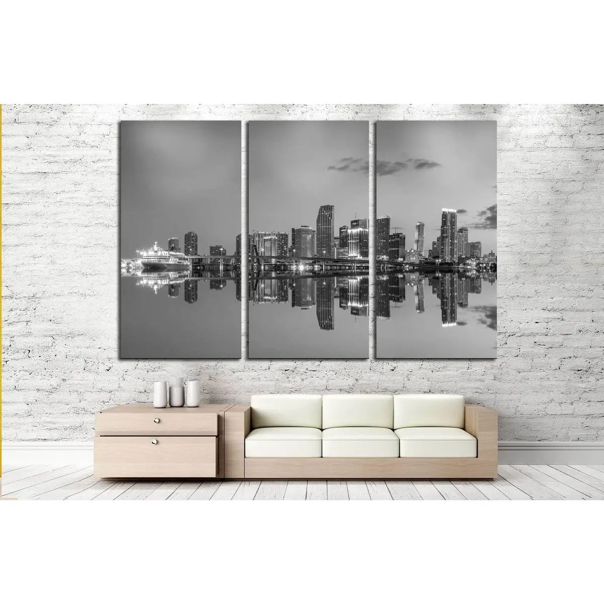 Miami Сity Skyline №528 Ready To Hang Canvas Print 2