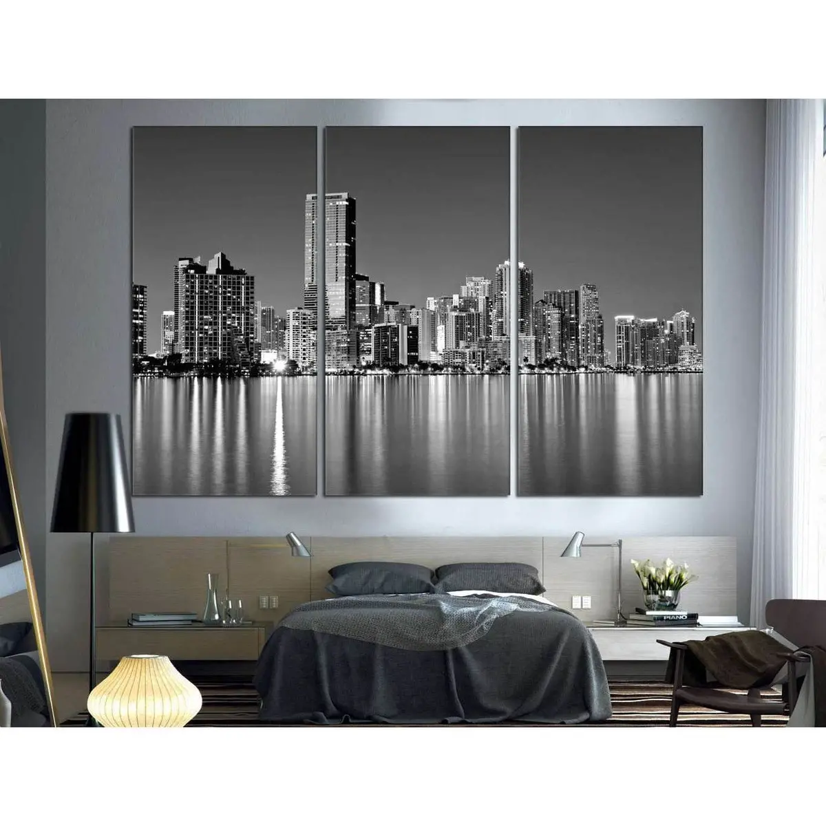 Miami Skyline №1099 Ready To Hang Canvas Print 5