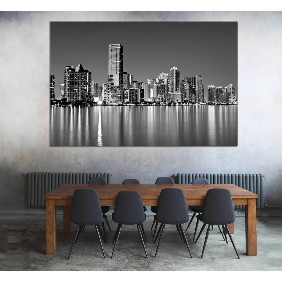 Miami Skyline №1099 Ready To Hang Canvas Print 1