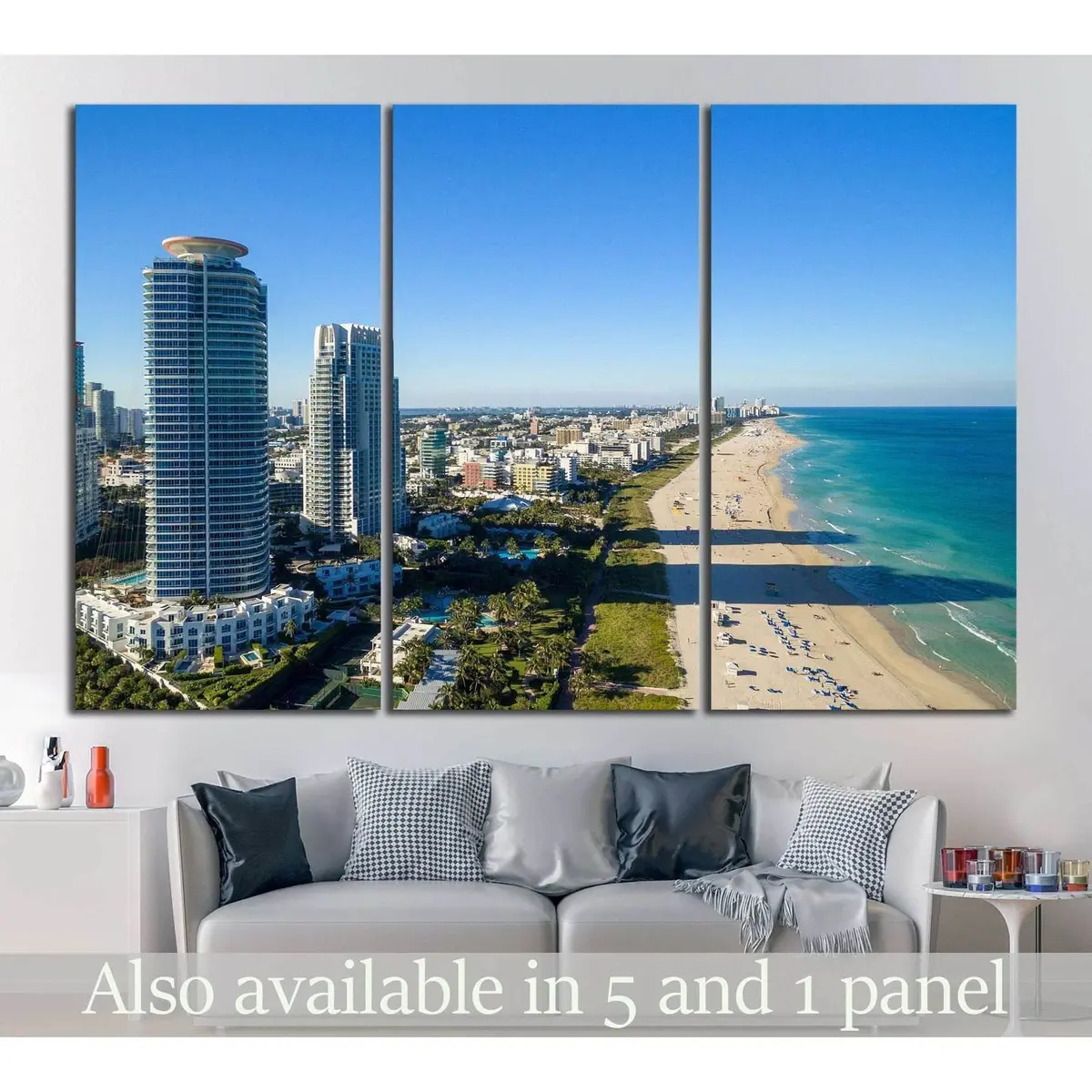 Miami Skyline From Helicopter №1099 Ready To Hang Canvas Print 5