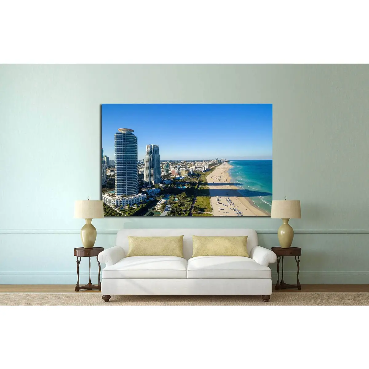 Miami Skyline From Helicopter №1099 Ready To Hang Canvas Print 2
