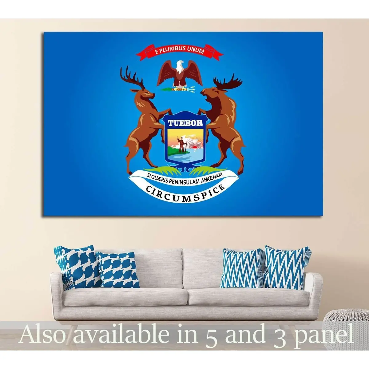 Michigan Flag №688 Ready To Hang Canvas Print 1