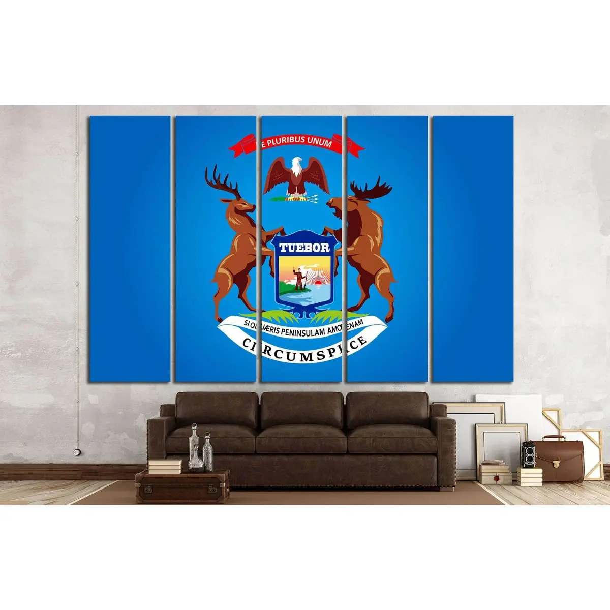 Michigan State Flag Canvas Art Print – Pre-Strung & Ready to Hang - Image 2