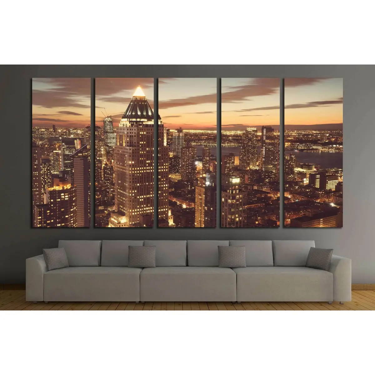 Midtown Manhattan Night Skyline Canvas Wall Art – Ready-to-Hang Print #1539 - Image 3