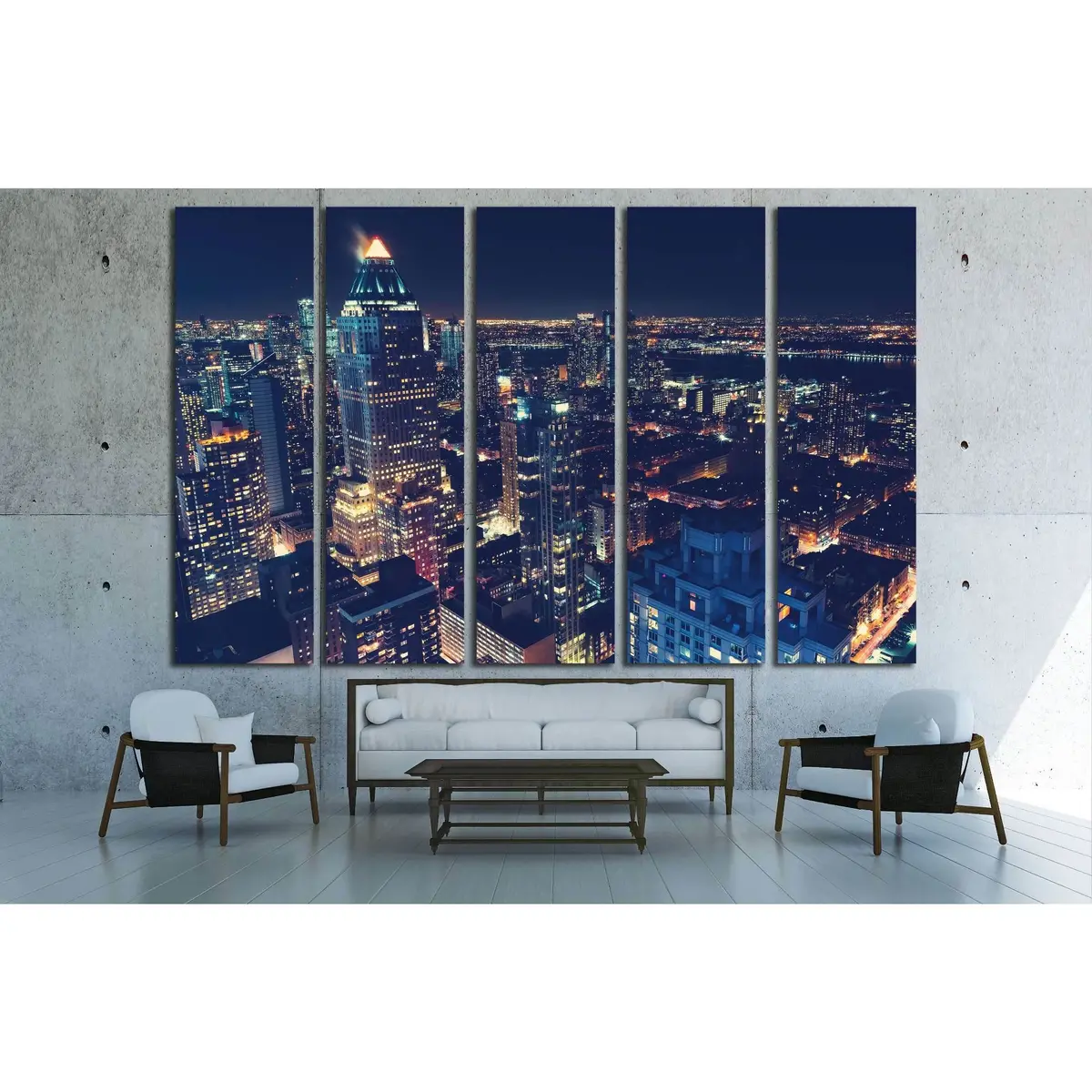 Midtown Manhattan Night Skyline Canvas Wall Art – Ready-to-Hang Print #3005 - Image 3