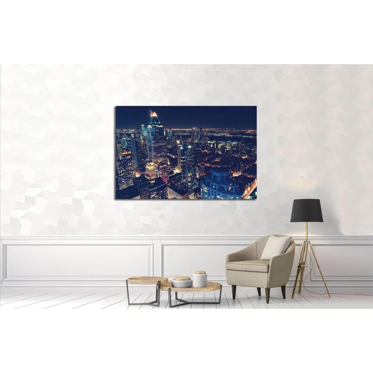 Midtown Manhattan New York Skyline At Night №3005 Ready To Hang Canvas Print 3