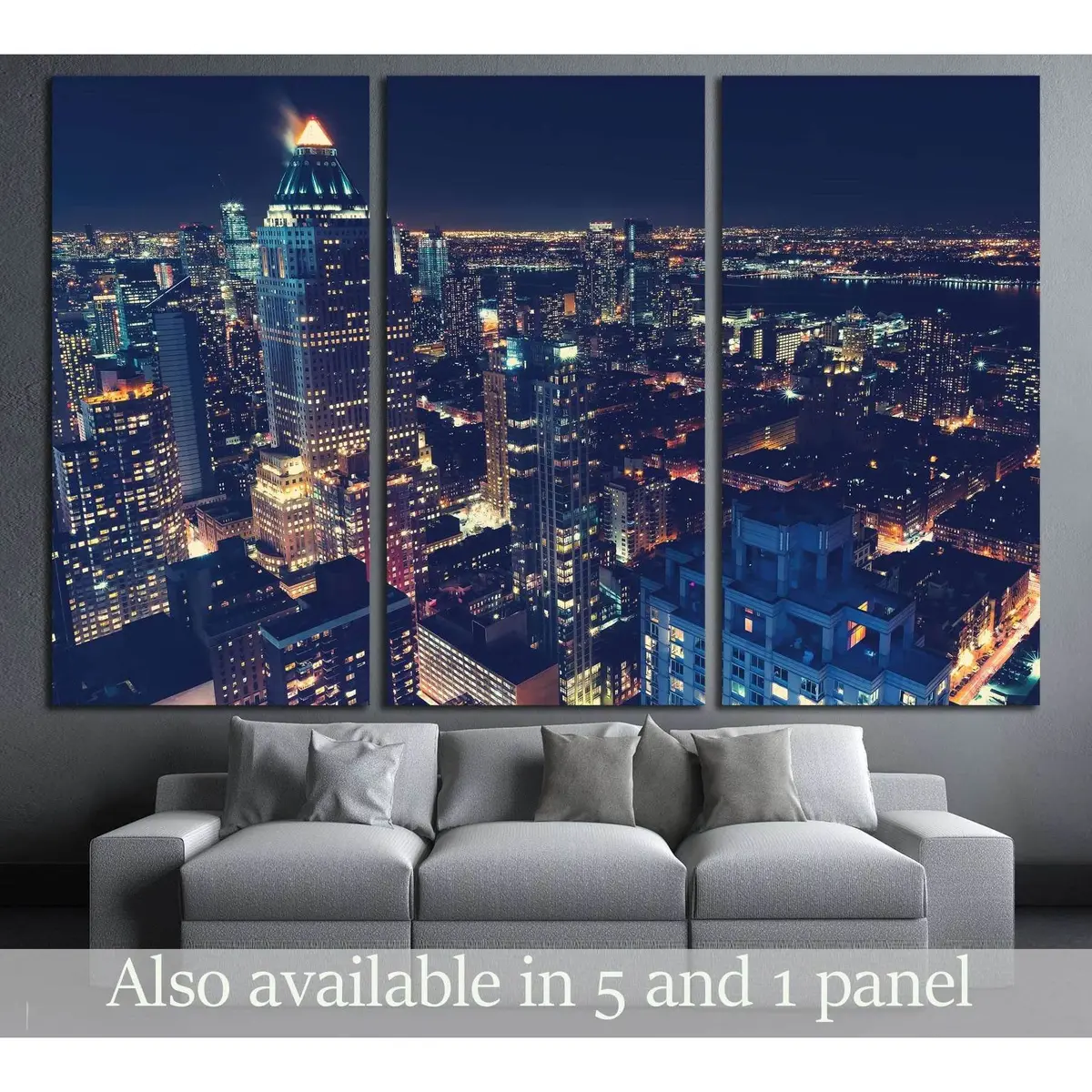 Midtown Manhattan New York Skyline At Night №3005 Ready To Hang Canvas Print 5