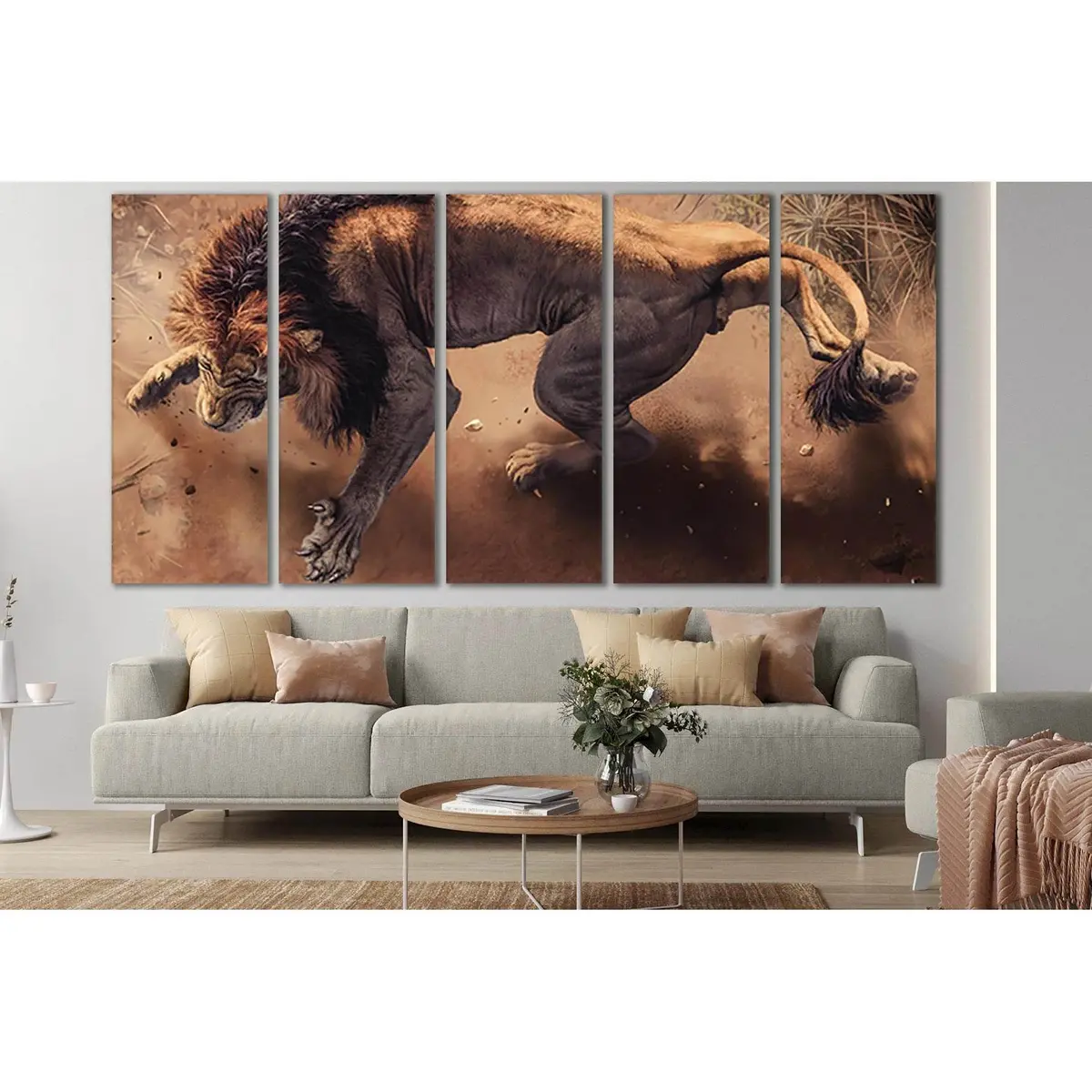 Majestic Adult Lion Canvas Wall Art – Pre-Hung, Ready-to-Display Print - Image 3