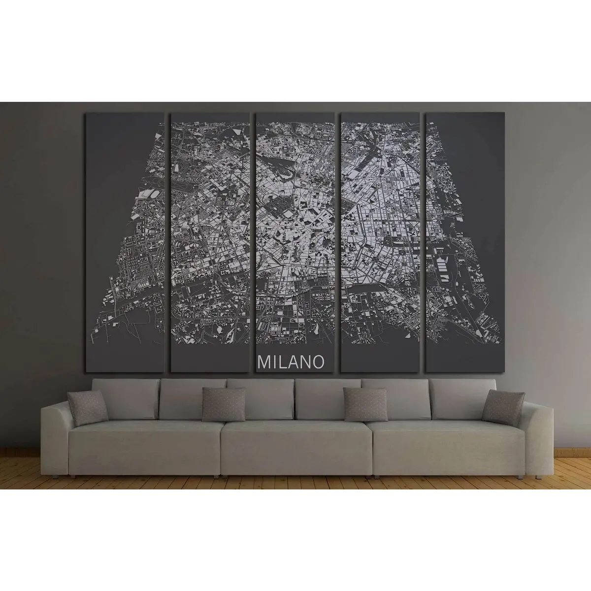 Milan Italy Aerial Satellite Map Wall Art in Striking Negative Style – Ready-to-Hang Canvas Print - Image 2