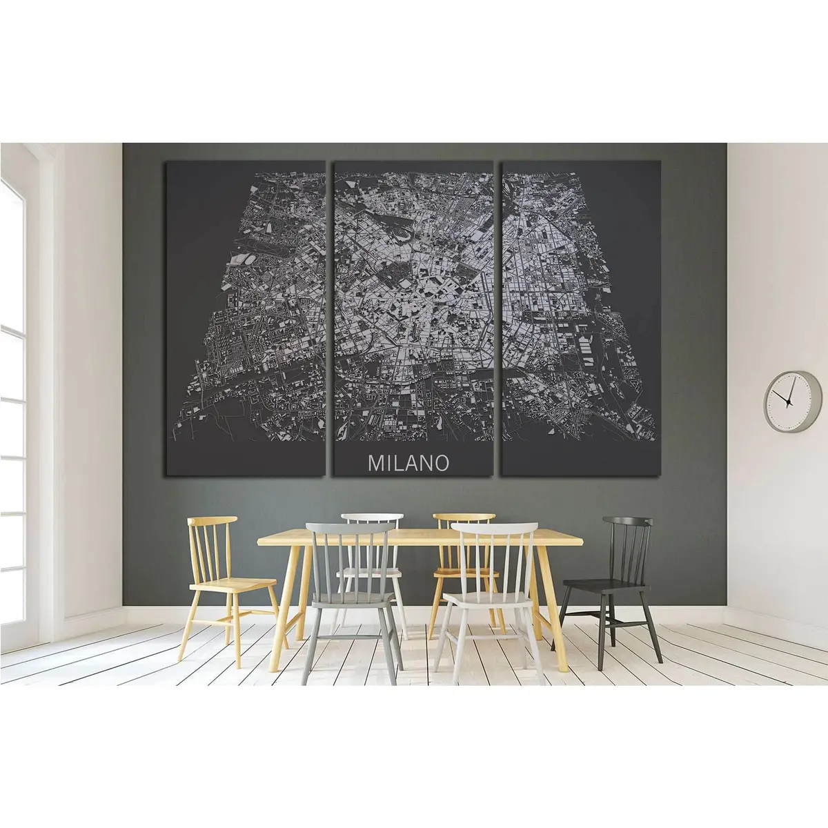 Milan, Italy, Satellite Map View, Map In Negative №1821 Ready To Hang Canvas Print 5