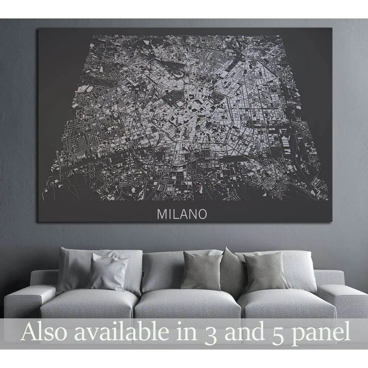 Milan, Italy, Satellite Map View, Map In Negative №1821 Ready To Hang Canvas Print 1