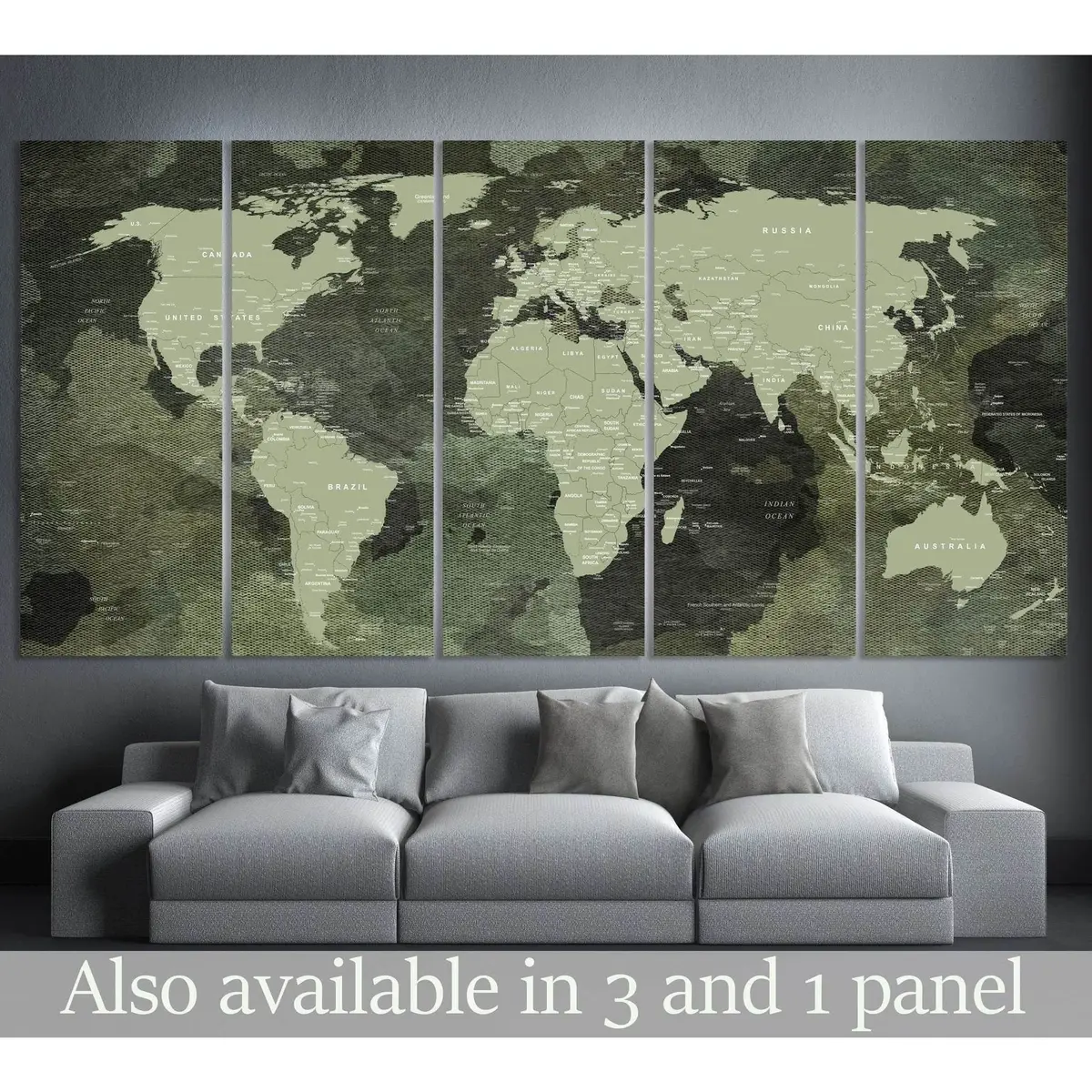 Military-Style World Map Canvas Wall Art #106