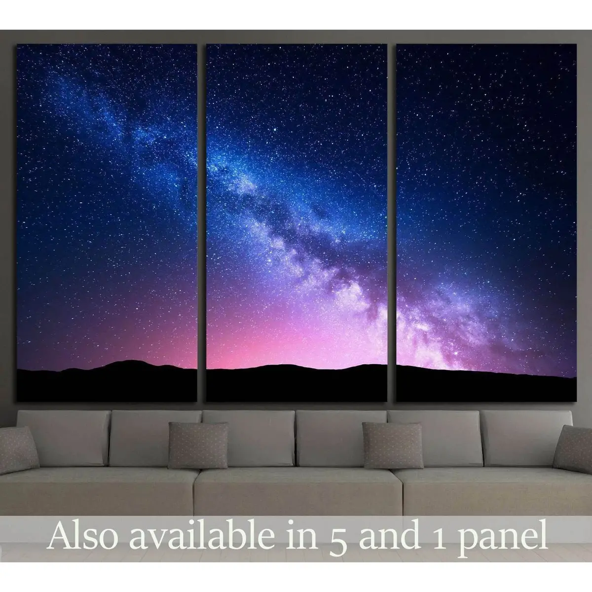 Milky Way And Pink Light At Mountains №1313 Ready To Hang Canvas Print 5