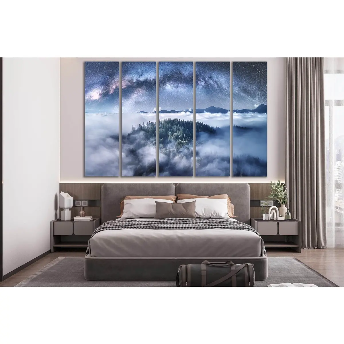 Starry Sky Mountainscape Canvas Art №SL28 – Premium Ready-to-Hang Wall Decor - Image 3