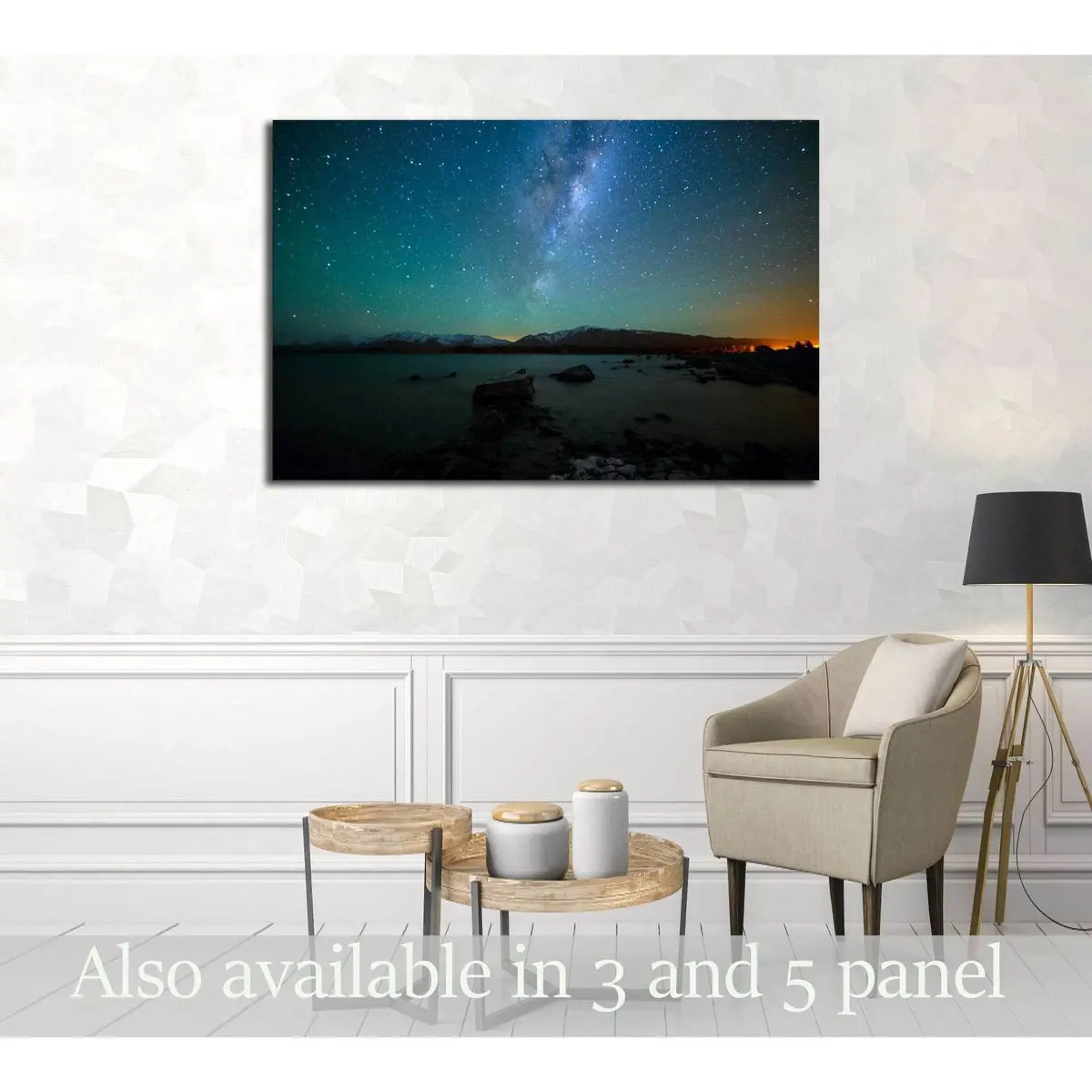 Milky Way Rising Above Lake Tekapo, New Zealand With Aurora Australis №3114 Ready To Hang Canvas Print 1