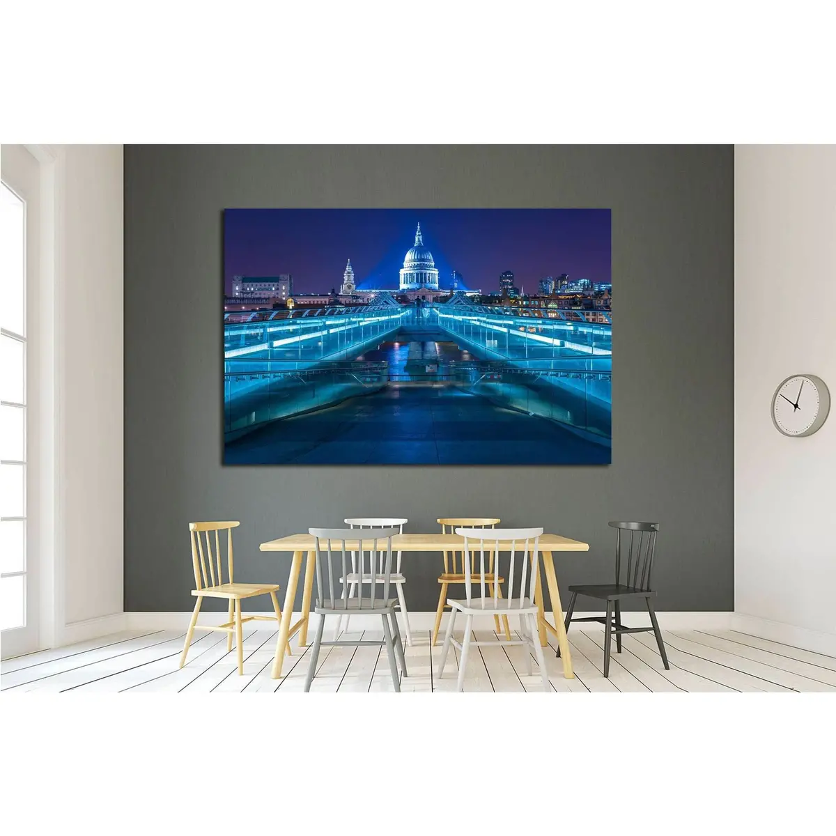 Millennium Bridge Leading To Saint Paul's Cathedral, London, Uk №1680 Ready To Hang Canvas Print 3