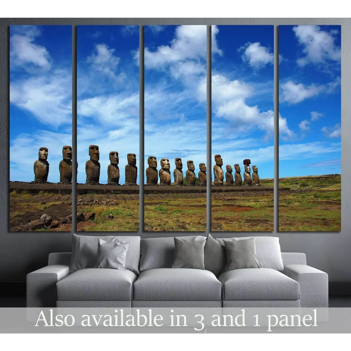 Easter Island Moai Statues at Ahu Tongariki Canvas Wall Art Print