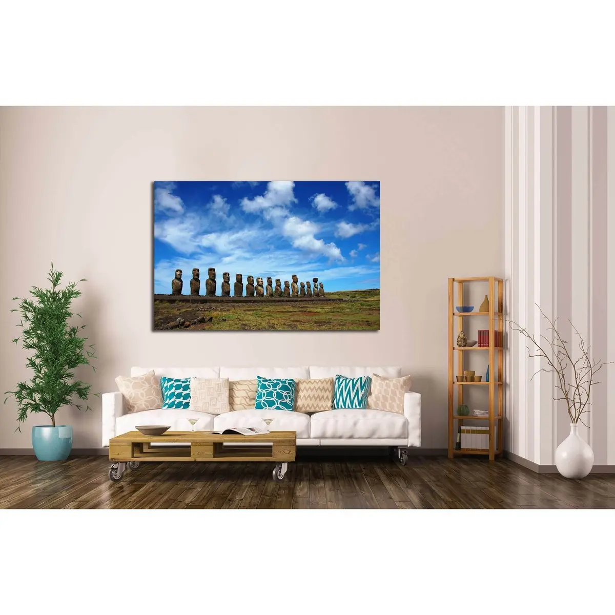 Moai At Ahu Tongariki, Easter Island, Chile №2493 Ready To Hang Canvas Print 3