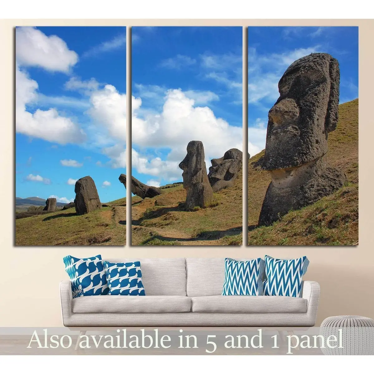 Moai At Rano Raraku, Easter Island, Chile №2492 Ready To Hang Canvas Print 5