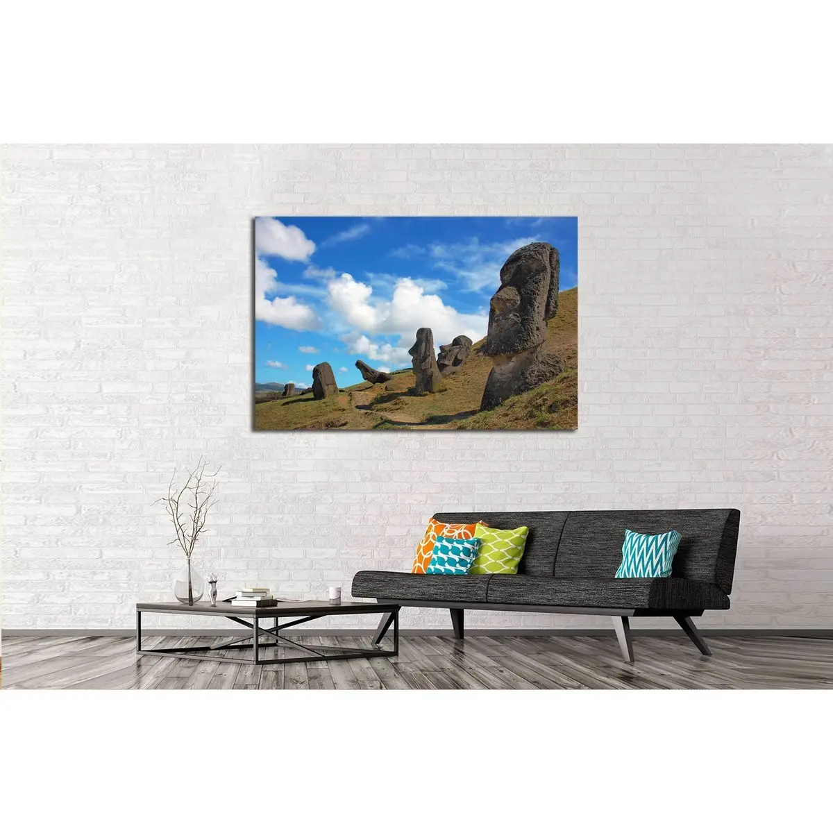 Moai At Rano Raraku, Easter Island, Chile №2492 Ready To Hang Canvas Print 3