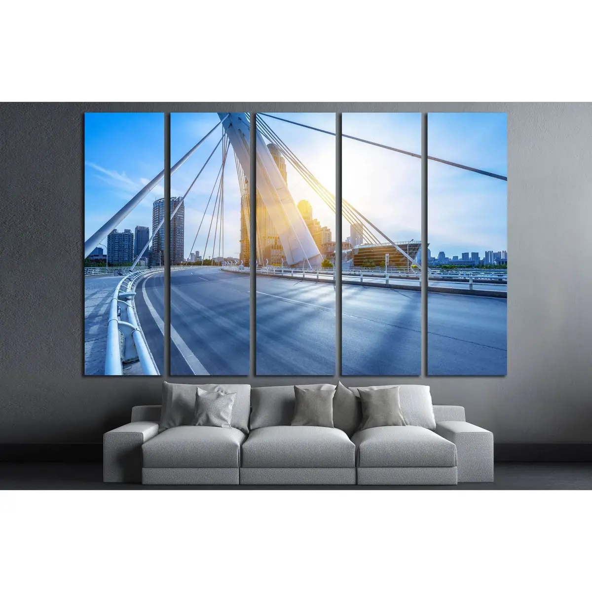 Contemporary Tianjin Cityscape Canvas Art – Empty Street Under Clear Sky - Image 3