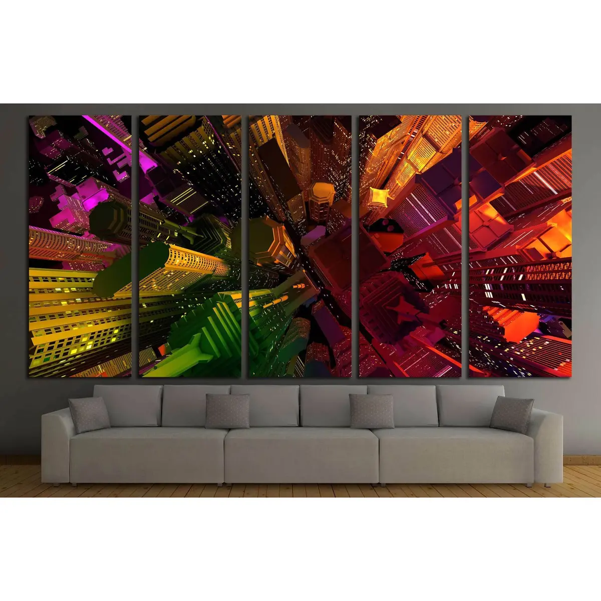 Contemporary Urban Landscape Canvas Art Print #2995 - Image 3