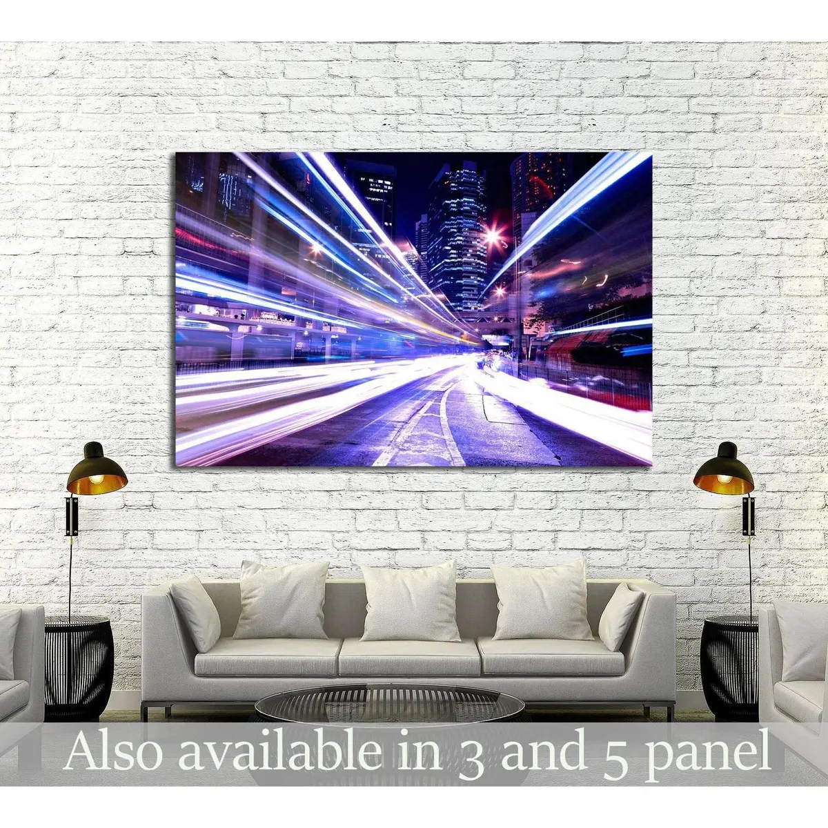 Modern City At Night №2289 Ready To Hang Canvas Print 1