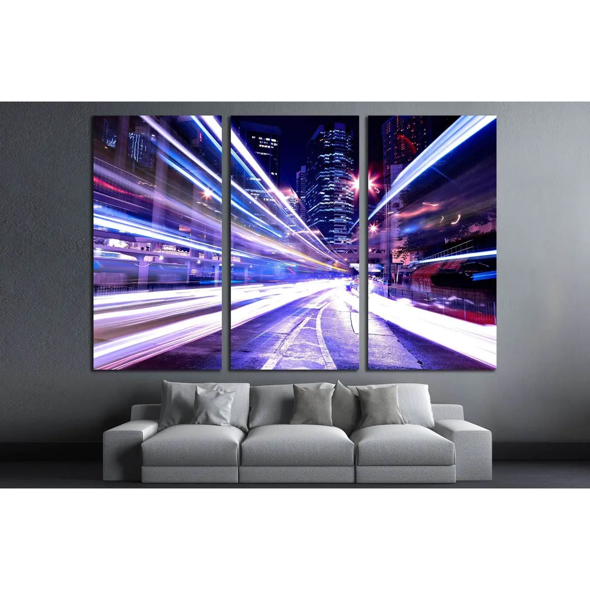Modern City At Night №2289 Ready To Hang Canvas Print 5