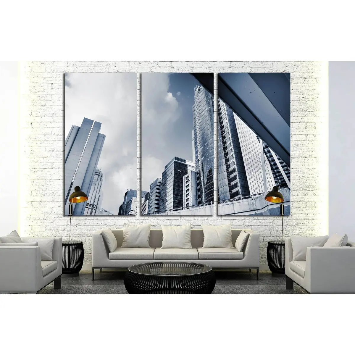 Modern City Skyline With Skyscrapers And Office Buildings №2234 Ready To Hang Canvas Print 5