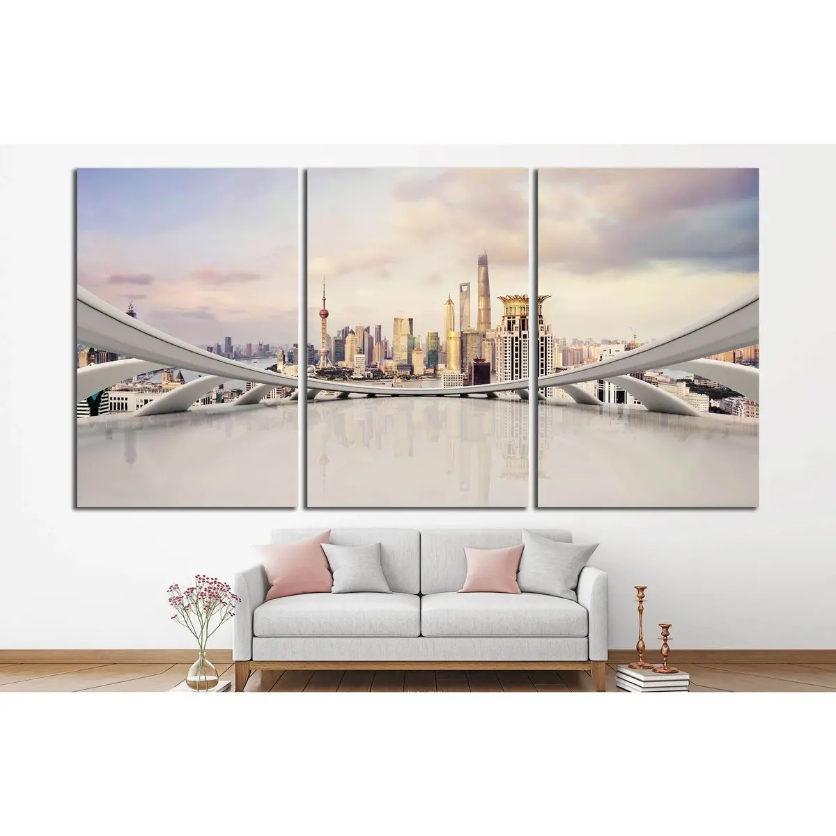 Modern City Skyline,Traffic And Cityscape In Shanghai, China №1522 Ready To Hang Canvas Print 5