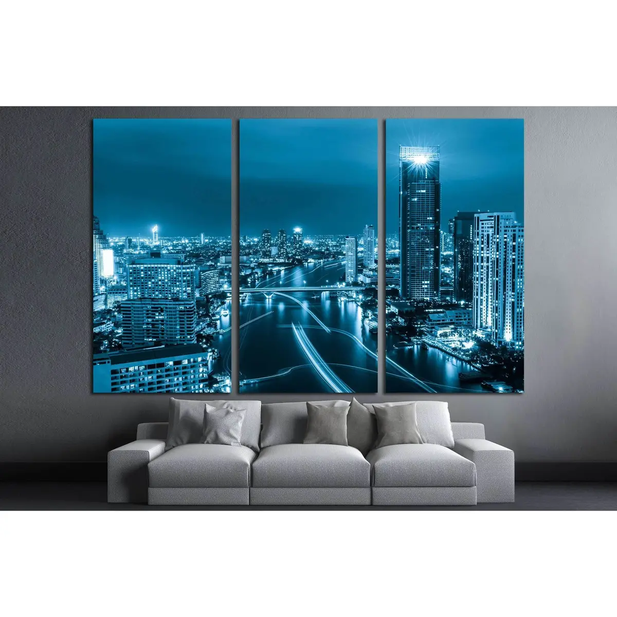 Modern City View Of Bangkok, Thailand. Cityscape №2612 Ready To Hang Canvas Print 5