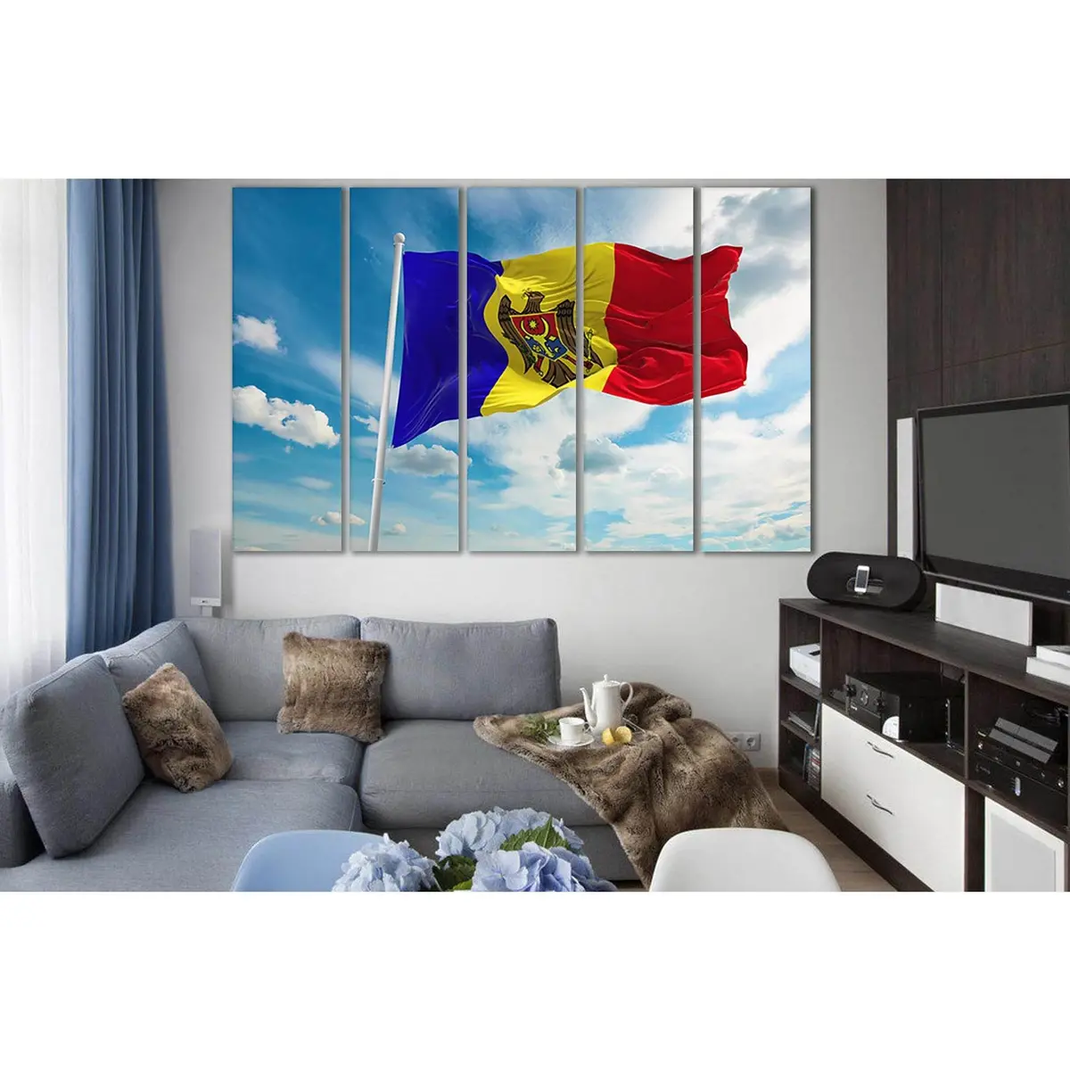 Moldova National Flag Canvas Wall Art – Waving in the Breeze, Ready-to-Hang Print - Image 3