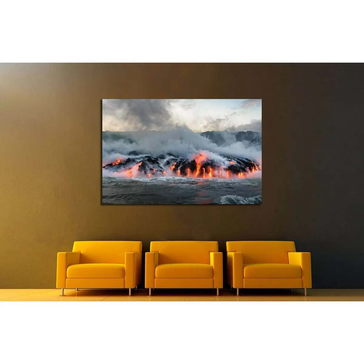 Molten Lava Flowing Into The Pacific Ocean On Big Island Of Hawaii №3201 Ready To Hang Canvas Print 3