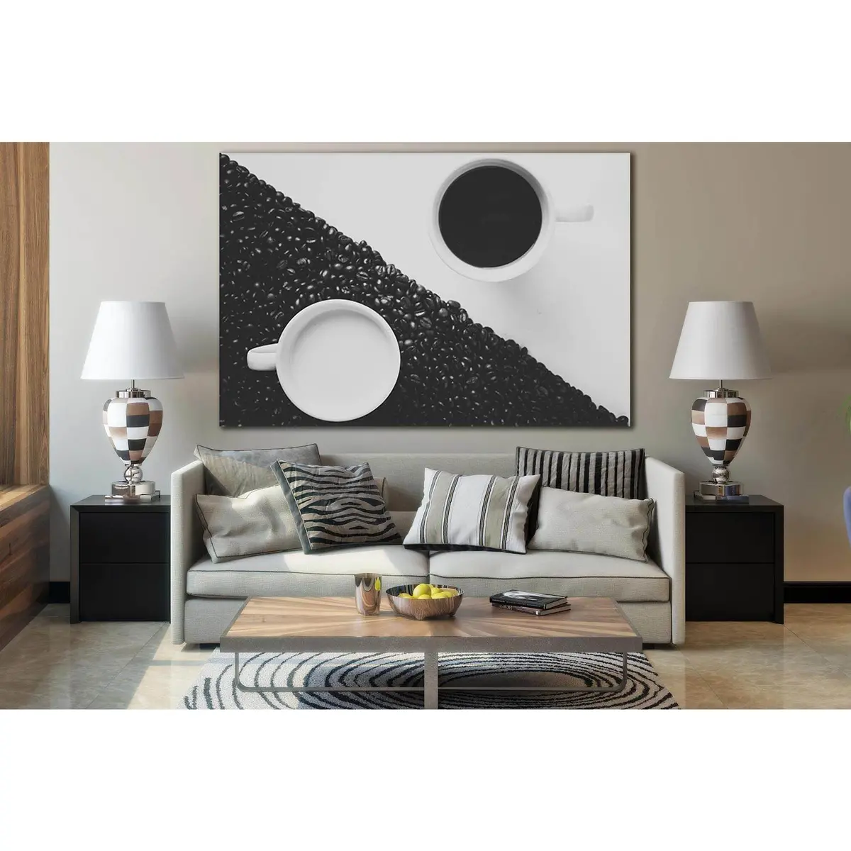 Monochrome Yin Yang Coffee №Sl850 Ready To Hang Canvas Print 1