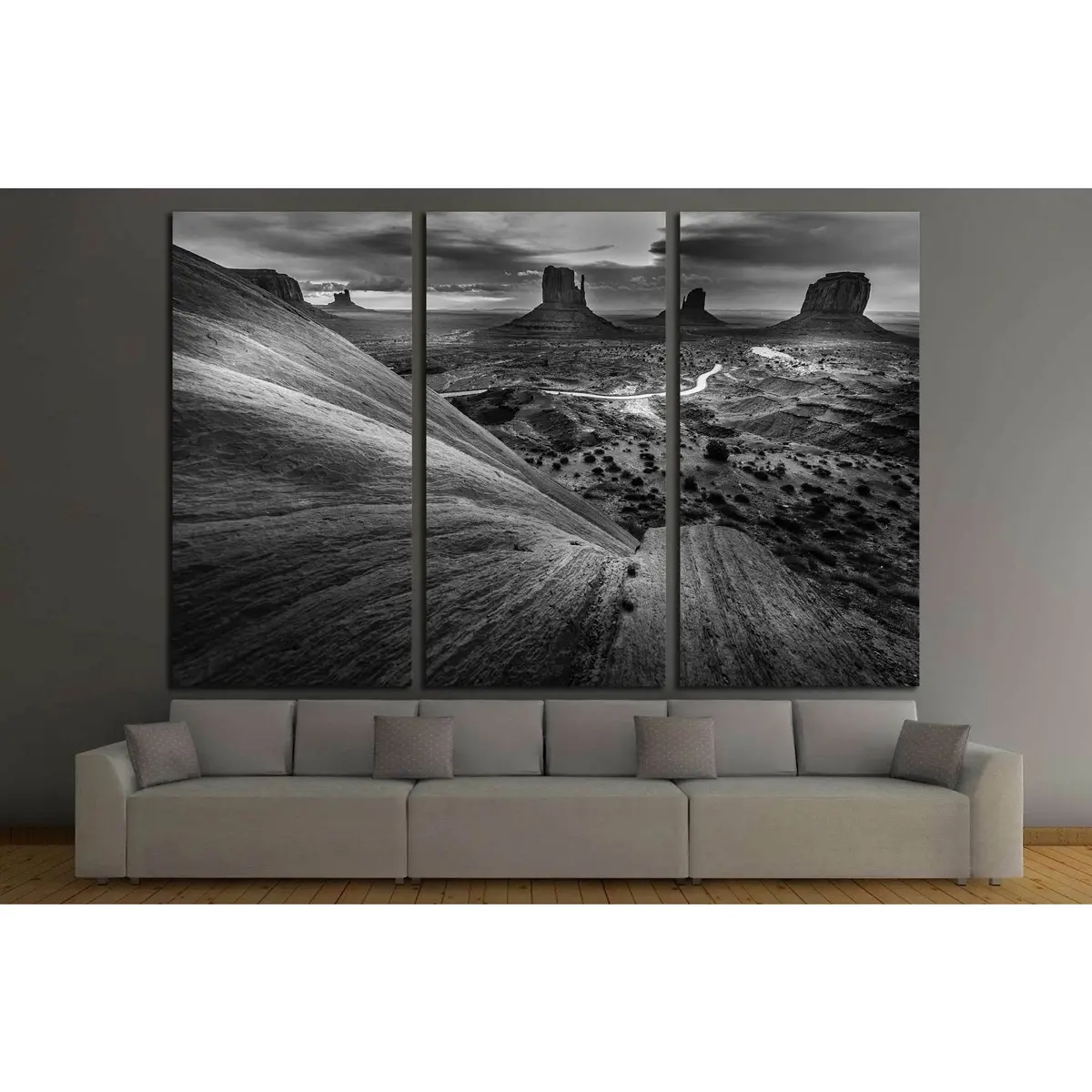 Monument Valley Black And White Famous American Landscapes №1992 Ready To Hang Canvas Print 5