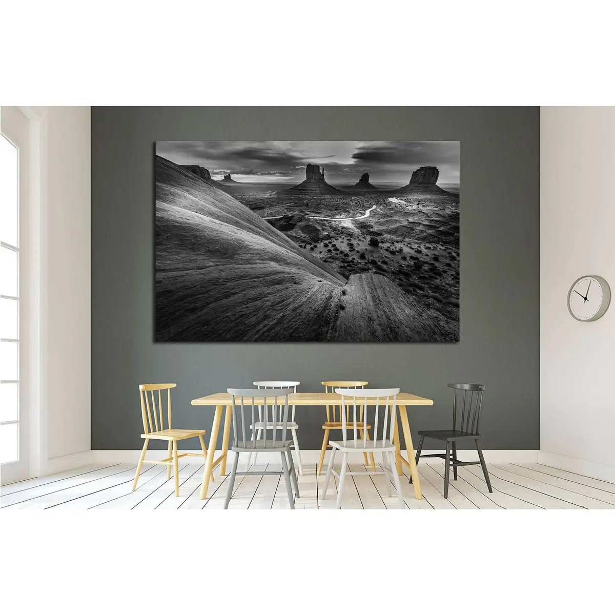 Monument Valley Black And White Famous American Landscapes №1992 Ready To Hang Canvas Print 3
